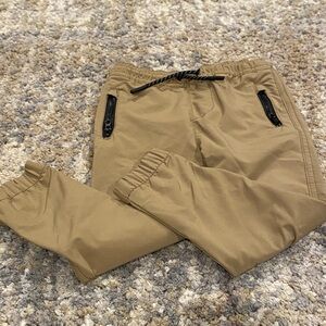 Cat & Jack Khaki Joggers with Black Zipper Accents